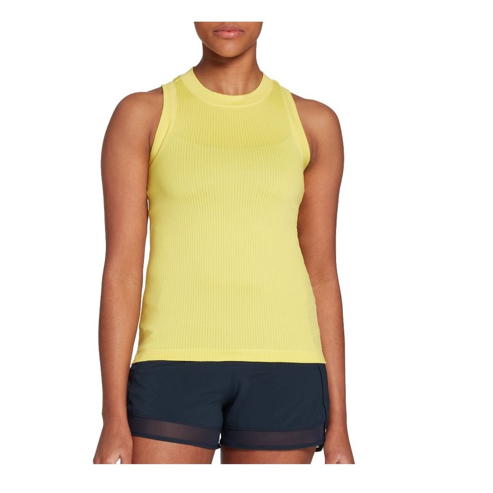 NWT CALIA Women's Everyday Rib Tank Top Size XS Limoncello Yellow $35 4HL22